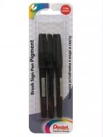 Блистер: Фломастер-кисть Brush Sign Pen Pigment, черный цвет, 3 размера: EFA, FA, MA