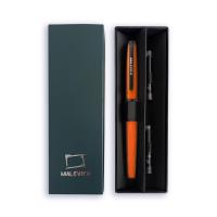 Ручка перьевая с конвертером, перо EF 0,4 мм, 2 картриджа (индиго, черный): мандарин