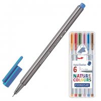 Ручки капиллярные STAEDTLER, НАБОР 6шт, трехгранные, 0,3мм, природные цвета , ассорти, 334SB6CS2