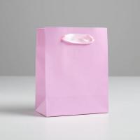 Пакет подарочный 11,5 ? 14.5 ? 6 см, розовый, ламинированный