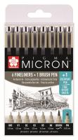 Набор капиллярных ручек Pigma Micron 8шт (0.2мм 025мм 0.3мм 0.35мм 0.45мм 0.5мм) Черный+brush+PN