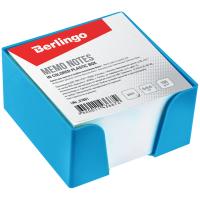 Блок для записи Berlingo, 9*9*5см, голубой пластиковый бокс, белый
