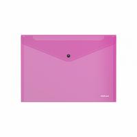 Папка-конверт на кнопке пластиковая  ErichKrause® Vivid, полупрозрачная, A4, розовый (в пакете по 12