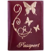 Обложка для паспорта OfficeSpace кожа тип 2, красный, тиснение золото 