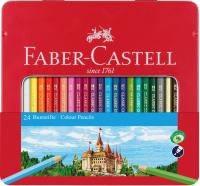 Карандаши цветные Faber-Castell Замок набор цветов в подарочной мет. коробке 24 шт