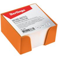 Блок для записи Berlingo, 9*9*5см, оранжевый пластиковый бокс, белый