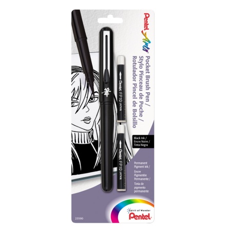 Ручка-кисть Brush Pen для каллиграфии без блистера (в комплекте 4 картриджа)