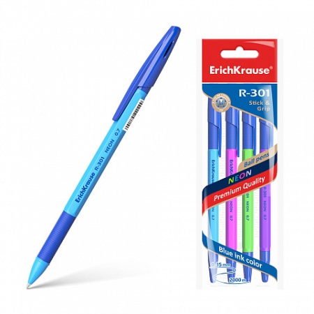   ErichKrause R-301 Neon Stick&Grip 0.7,    (   4 .)